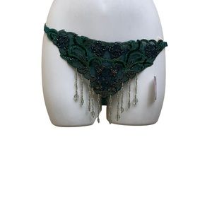 Sexy Intimate Theme Wear Beaded Thong Green